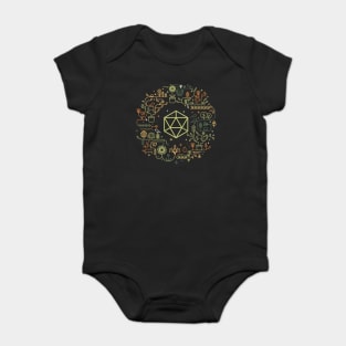 Polyhedral D20 Dice with Plants and Succulents Dungeons Crawler and Dragons Slayer Tabletop RPG Addict Baby Bodysuit